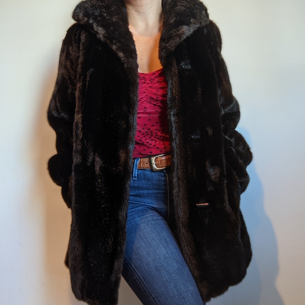 Vintage 1950's French Faux Mink Plush Coat